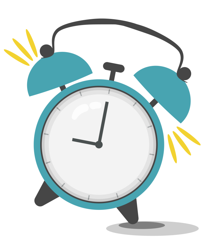 An illustration of an alarm clock going off