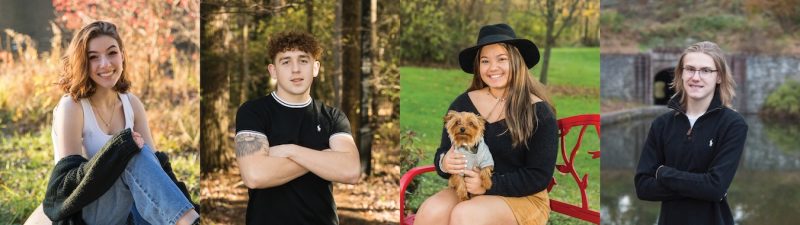 Four portraits of high school seniors sit beside one another in one row.