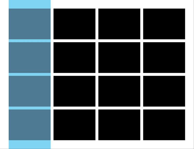 Part of a grid highlighting in blue what a column is