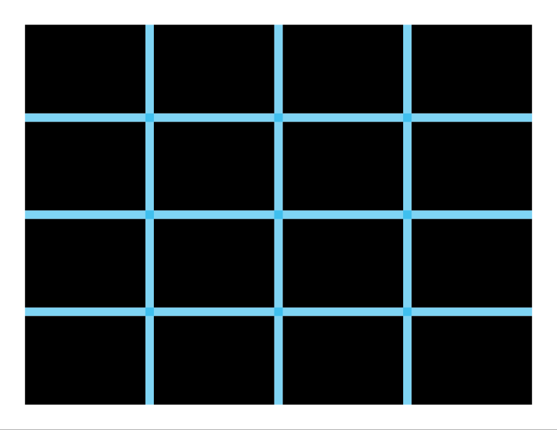 Grid layout highlighting in blue where the gutters are