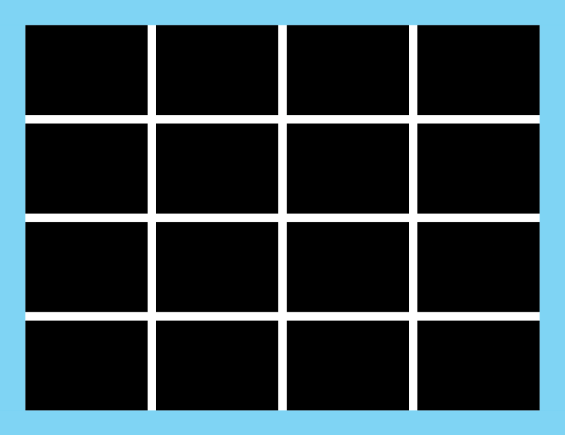 Grid layout highlighting in blue where the margins are