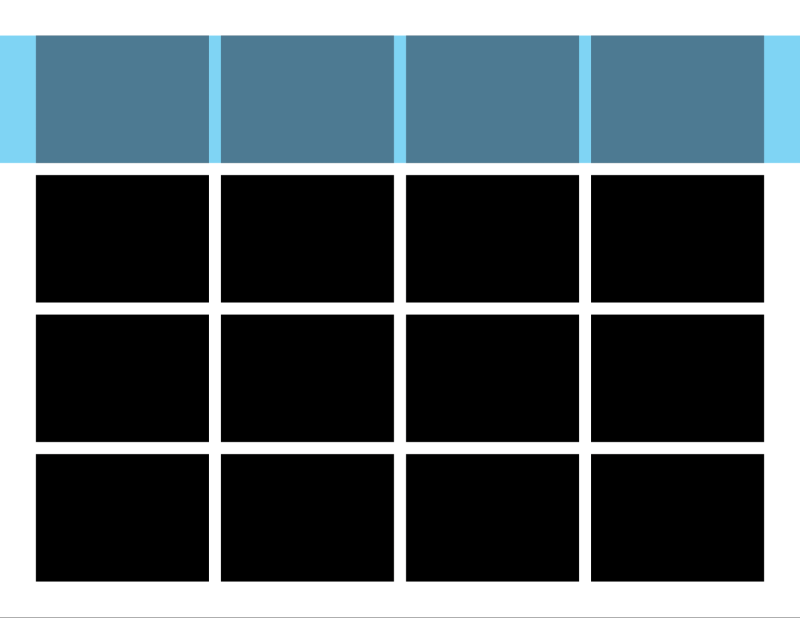 Part of a grid highlighting in blue what a row is